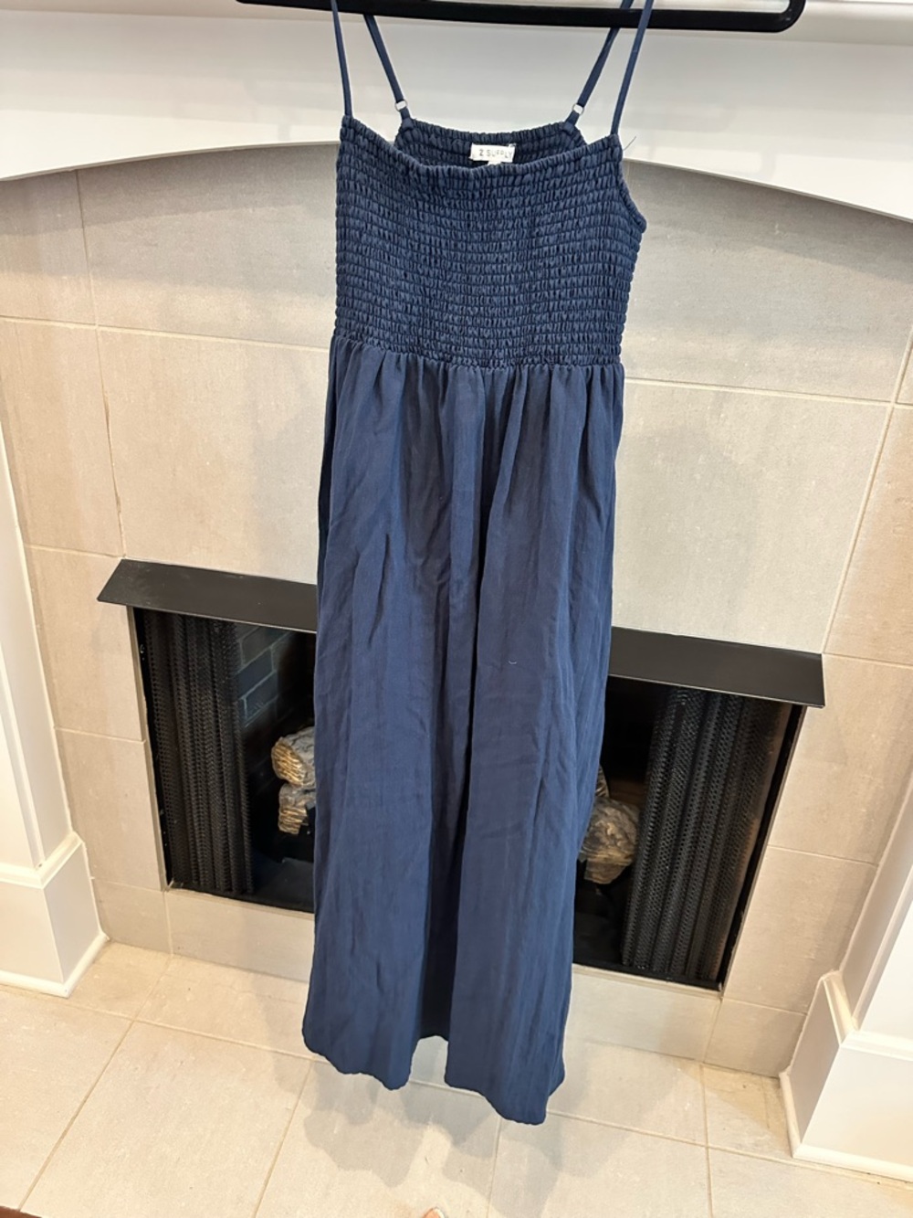 Z Supply Navy Blue Smocked Midi Dress